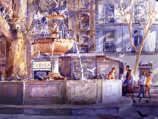 Geoffrey Wynne acuarela watercolour plaza del campillo granada grenade (600x453, 332Kb)