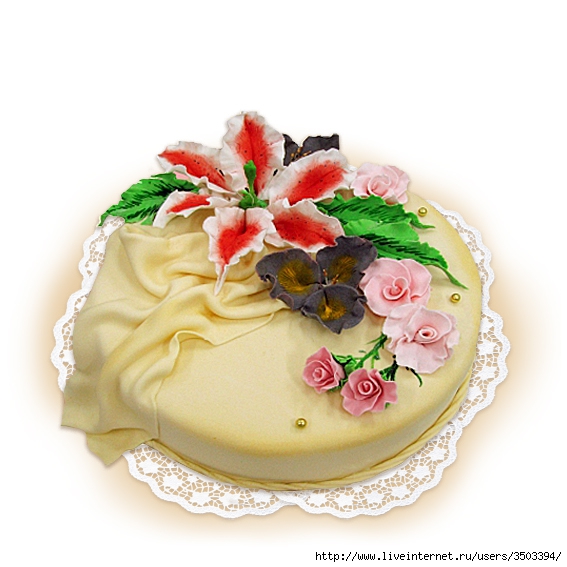 Цветы из мастики на торт
