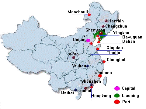 Карта портов китая