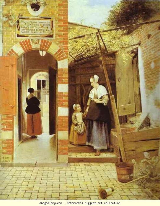 Pieter de Hooch. The Courtyard of a House in Delft (342x500, 85Kb)