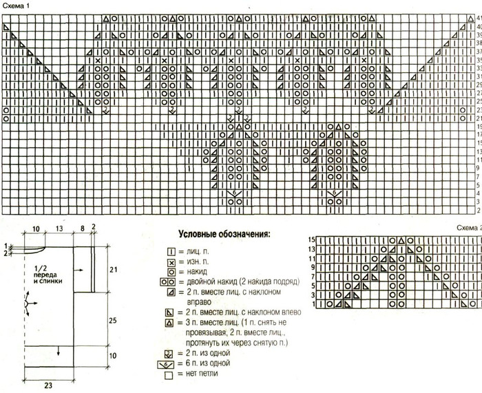 Свитер с листьями спицами схема и описание