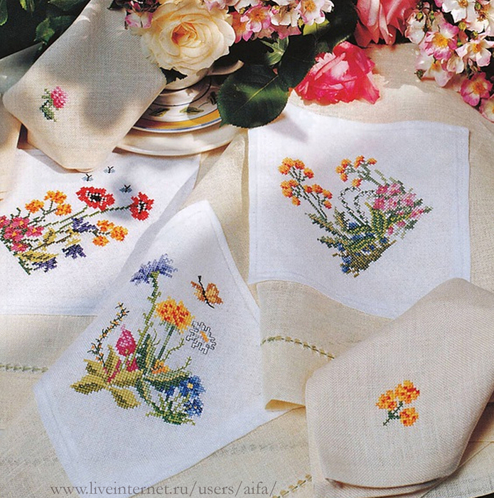 Схема вышивки «Букет полевых цветов» (№1491100) - Вышивка крестом