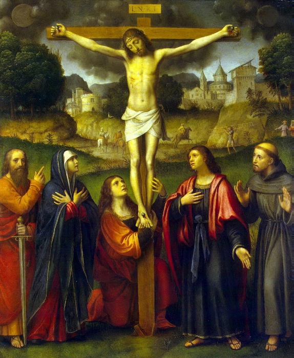 Crucifixion with Intercessors (v.1530) (St. Petersburg, Hermitage) (574x700, 351Kb)