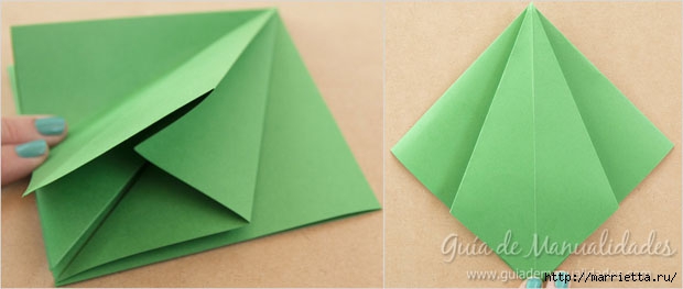 Новогодние елочки из бумаги в технике оригами (6) (620x263, 71Kb)