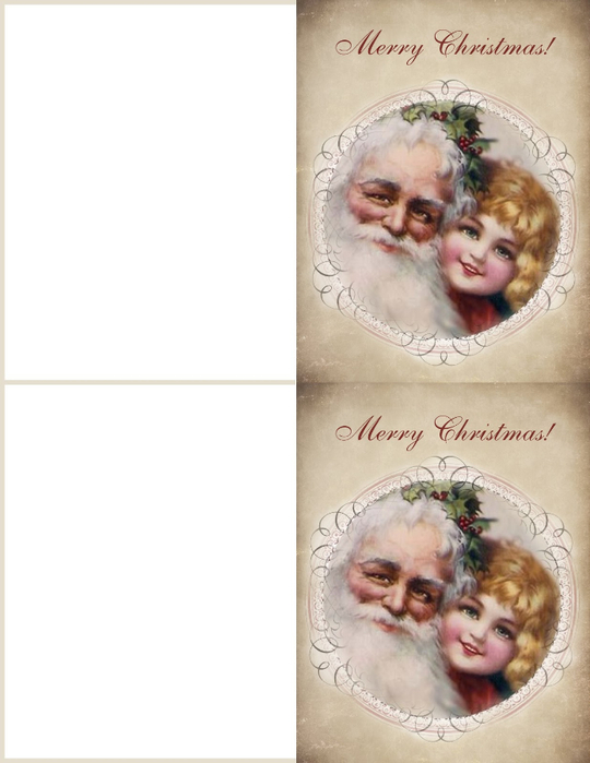 Vintage Christmas collage card Santa (540x700, 214Kb)