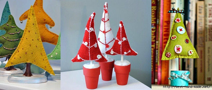 christmas decorating ideas - Felt christmas tree, otted Button Trees pattern (700x300, 184Kb)