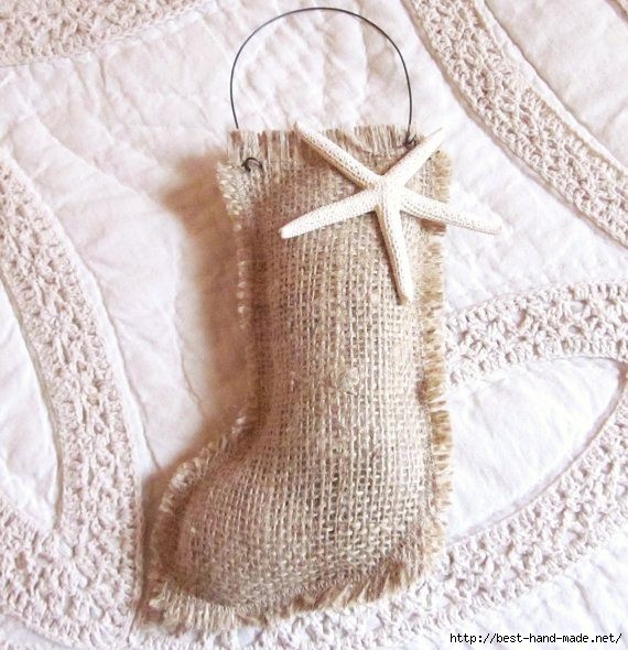 2014 christmas diy burlap stocking ornament with starfish and iron wire - christmas crafts hanger de-f69396 (570x590, 210Kb)