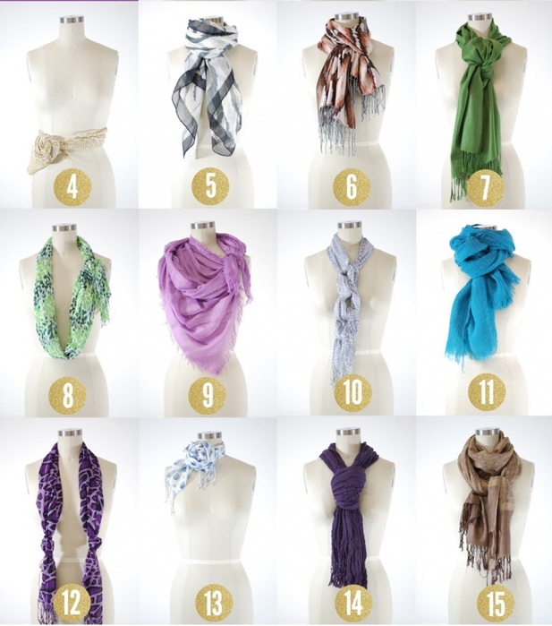 Как завязать тонкий шарф на шее
