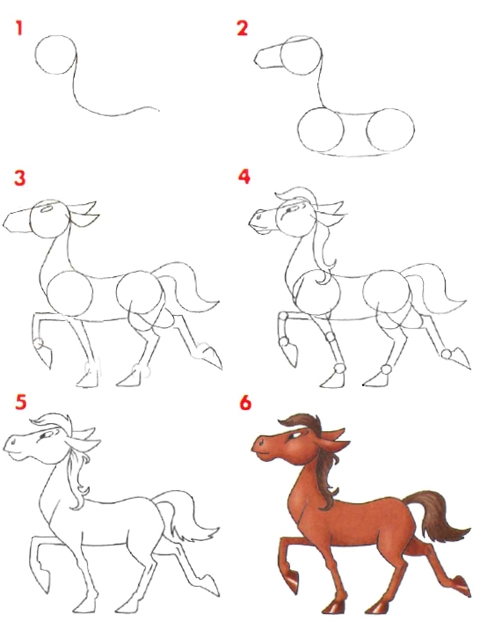 Как легко нарисовать лошадь ребенку