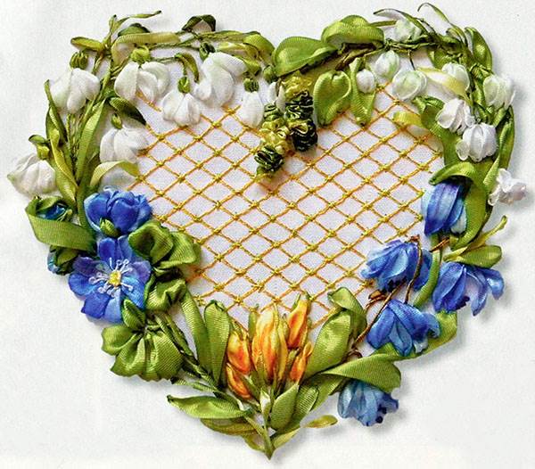 Схема для вышивки лентами «Сердце»