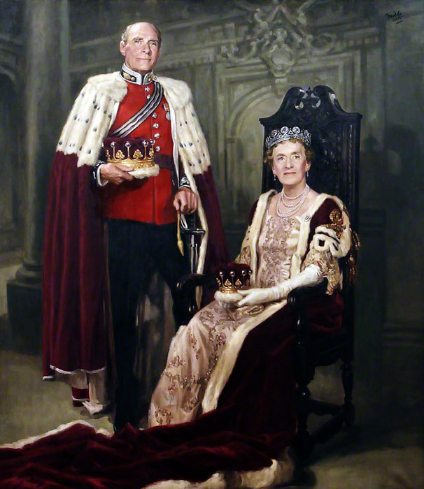 6th-Earl-and-Countess-of-Mount-Edgcumbe-in-Coronation-924Robes-by-Arthur-Wallis-Mills (606x700, 148Kb)
