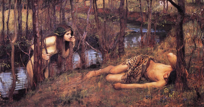 Наяда, картина Дж. У. Уотерхауса, 1893 (700x367, 376Kb)