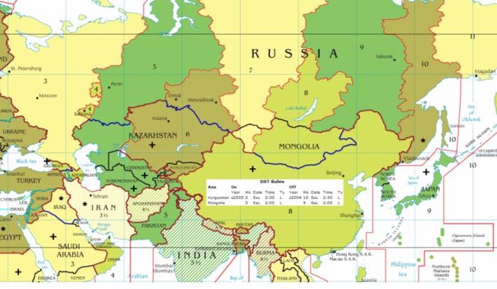 Карта часовых поясов Азии. Часовые пояса Казахстана на карте. Временные зоны на карте. Разница во времени свердловск