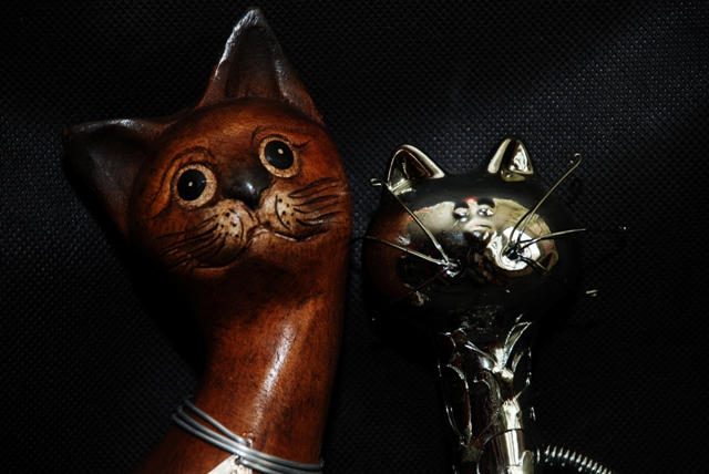 Включи железный кот. Железный кот. Котики металл. Стальная кошка. Деревянная кошка и металлический кот.