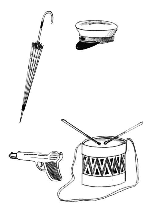 Картинка пистолет барабан зонт фуражка