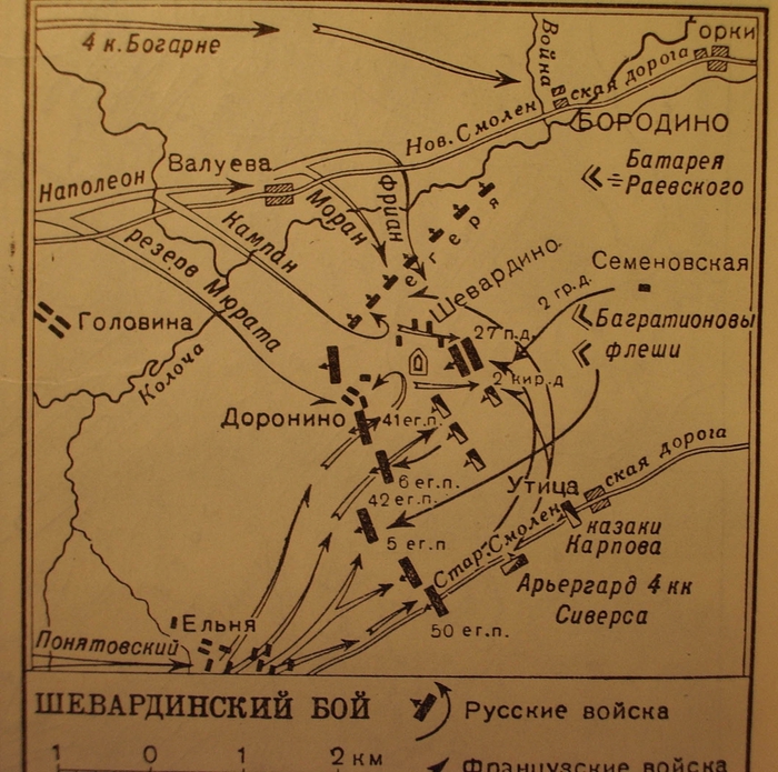 Бой за шевардинский редут карта