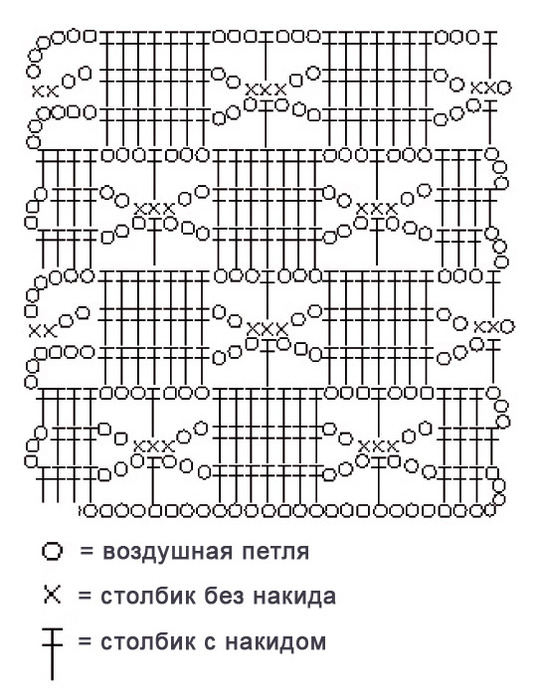 Схема узора веерочки спицами