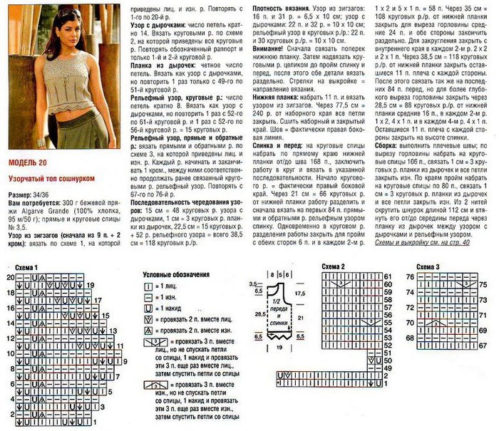 Топ женский спицами схемы и описание