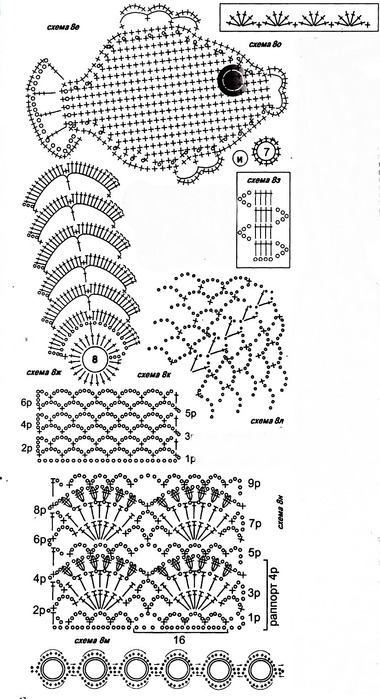 Морские мотивы крючком схемы