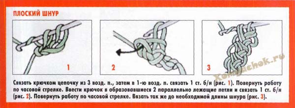 Шнурок крючком схемы и описание