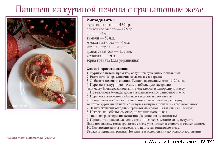 Паштет из курицы технологическая карта
