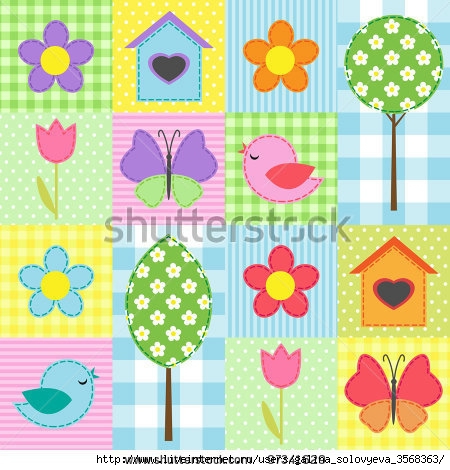 stock-vector-spring-background-with-flowers-trees-birdhouses-and-butterflies-97341629 (450x470, 160Kb)