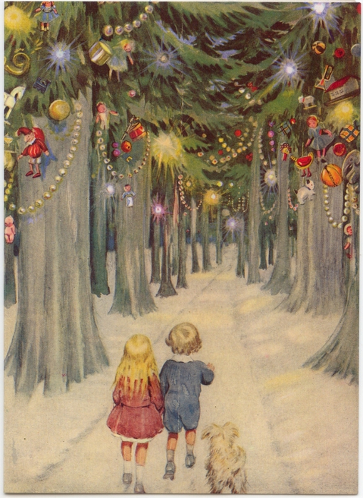 boy-girl-in-decorated-forest-christmas-card (509x700, 313Kb)