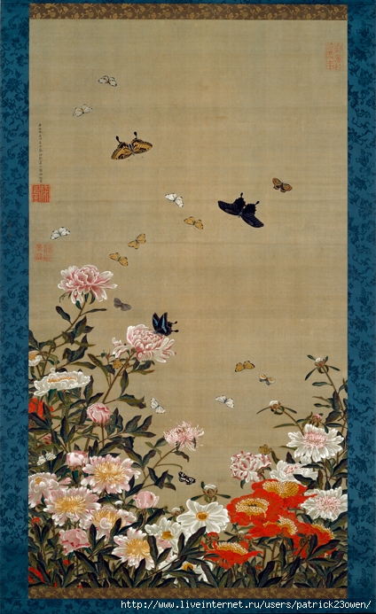 Peonies and Butterflies (424x693, 277Kb)