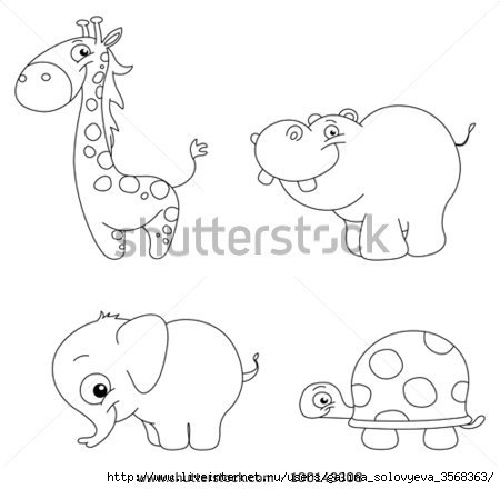 stock-vector-outlined-cute-animal-set-giraffe-hippopotamus-elephant-and-turtle-100143308 (450x440, 60Kb)