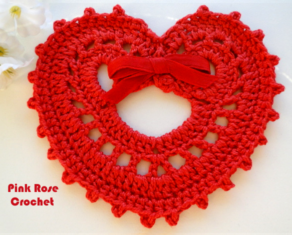 Cora??o Lindo de Croche Crochet Red Heart Coaster (583x470, 533Kb)