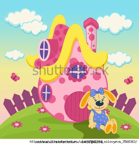 stock-vector-rabbit-with-a-pink-house-vector-illustration-142886299 (450x470, 114Kb)