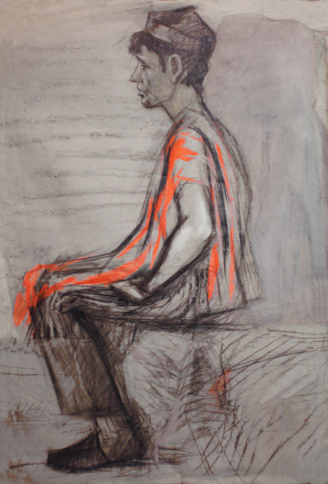 Portrait of a man in a national costume. 70x100. Paper, gouache and pencil (475x700, 419Kb)