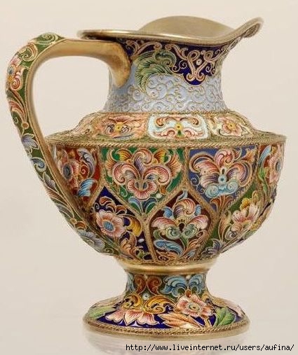 A Russian silver gilt and shaded cloisonne enamel footed creamer, Feodor Ruckert, Moscow, 1896-1908_creamer_12589636794967 (425x507, 131Kb)
