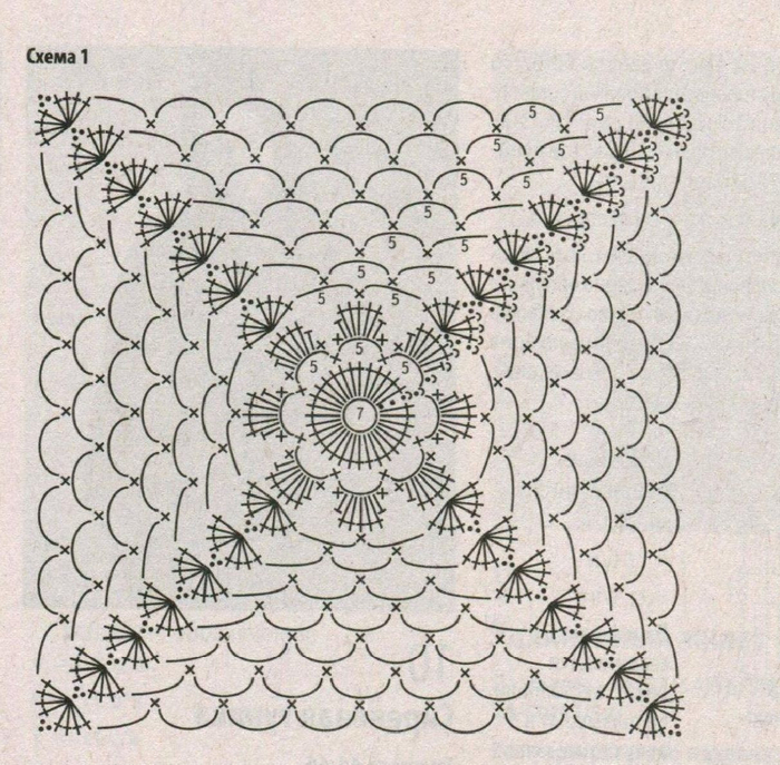 Схема ромашка в квадрате крючком схема