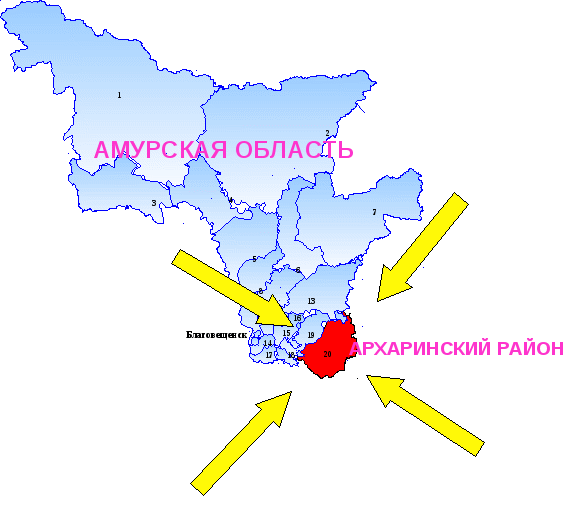 Топографическая карта архаринского района