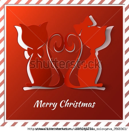 stock-photo-merry-christmas-greeting-card-with-two-cats-158341751 (450x462, 115Kb)