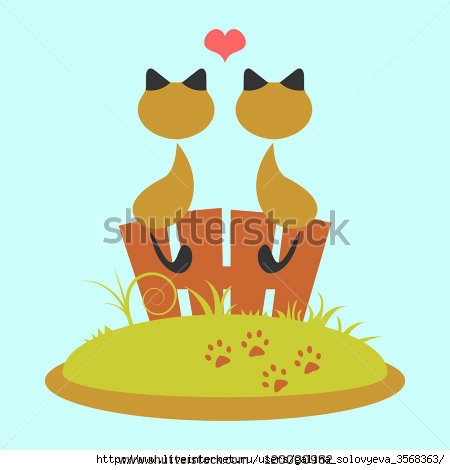 stock-vector-cat-couple-sitting-on-the-fence-120000982 (450x470, 64Kb)