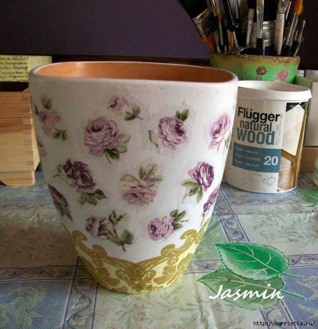 Стильная цветочная ваза из глиняного горшка (2) (618x640, 255Kb)