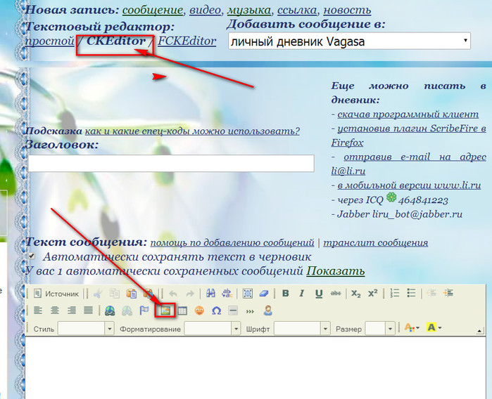 Как в жж вставить картинку в пост