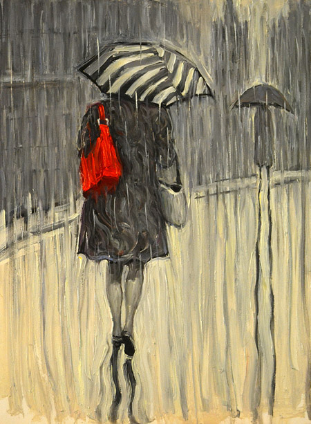 Streets of New York - Striped Umbrella & Red Purse (450x613, 284Kb)