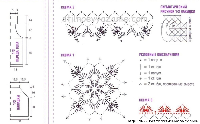 Накидка мебиус крючком схема