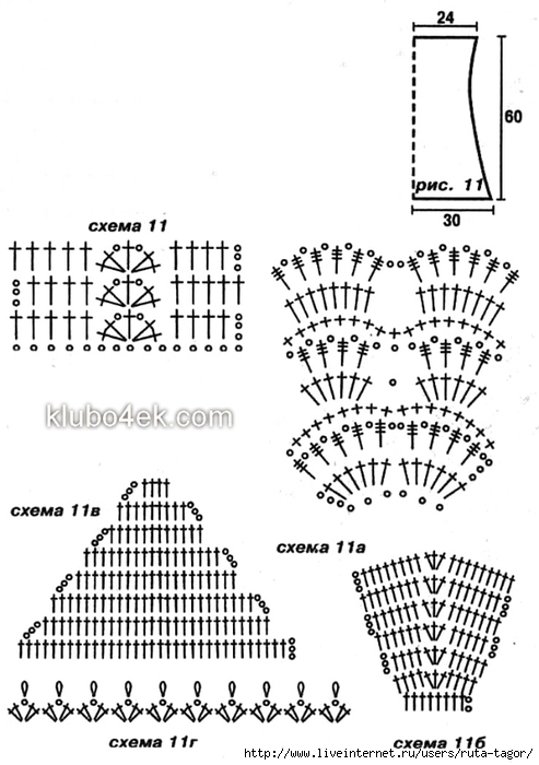 Лямки для сарафана крючком схемы