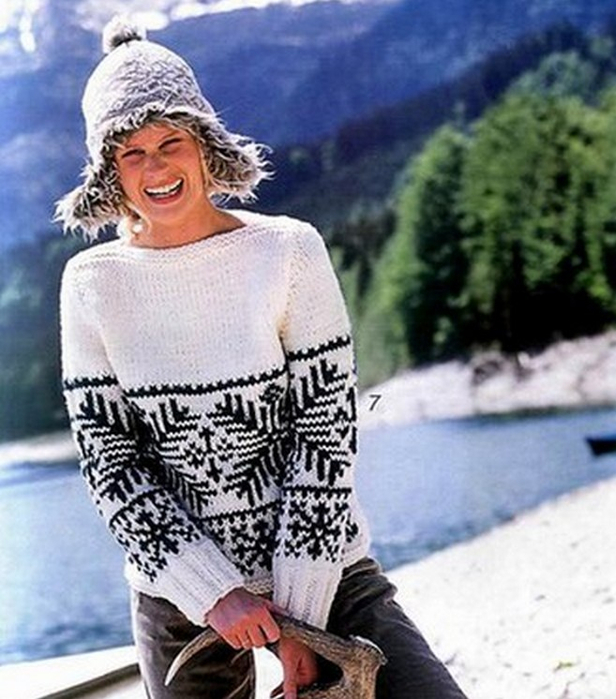 Жаккардовые свитера женские спицами
