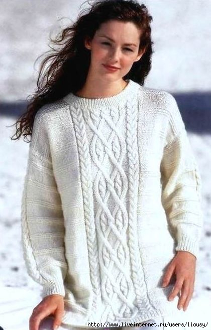 белый пуловер с широкой косой0 (420x655, 135Kb)