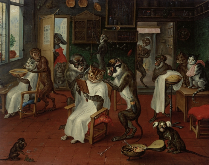 2097049_Teniers_Abraham_162970___Barbers_shop_with_Monkeys_and_Cats_oil_on_copper_24x31_cm__Kunsthistorisches_Museum_Vienna_Austria (700x550, 303Kb)