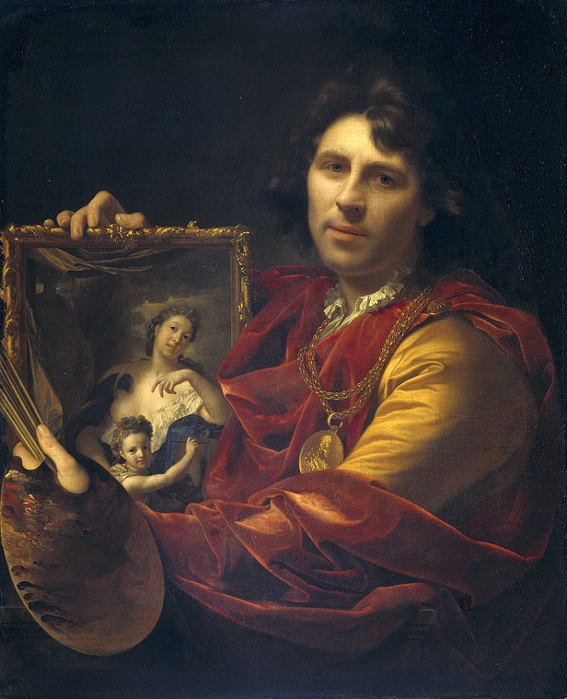 Adriaen van der Werff (1659 — 1722) Self portrait with the portrait of his wife Margaretha van Rees and their daughter Maria 1699 (567x700, 415Kb)