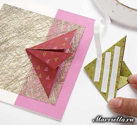 Новогодняя открытка с елочкой в технике оригами (11) (483x439, 190Kb)