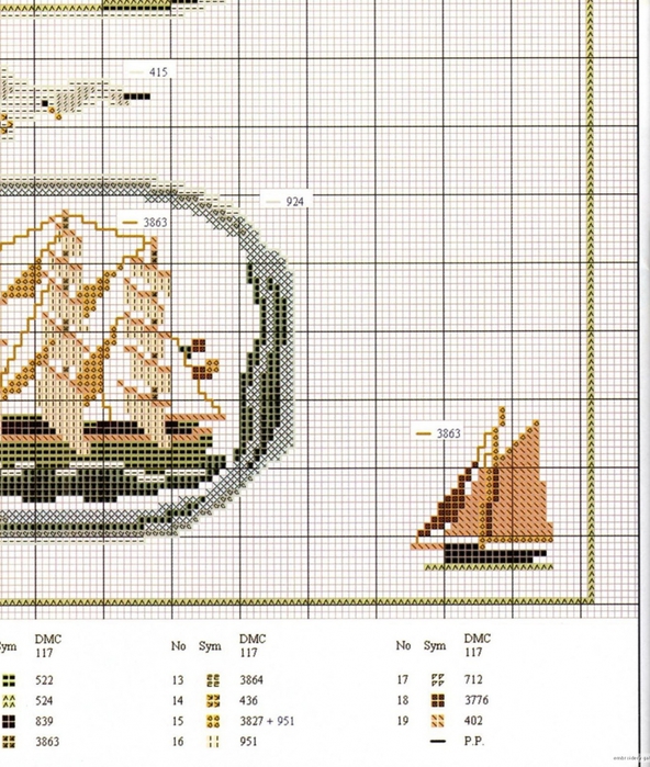Вышивка крестиком кораблик 2 класс схема