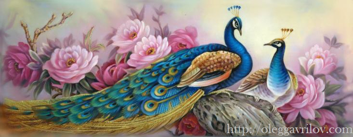 Peacocks-Artist Oleg Gavrilov 3 (700x272, 215Kb)
