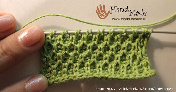 Описание вязания женского свитера спицами сверху без швов с узором соты.